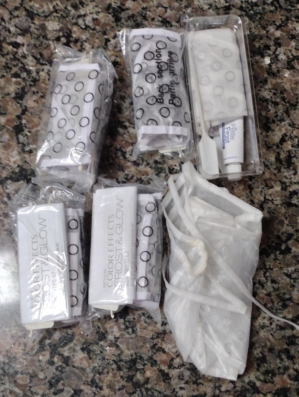 White Polka Dot Reusable hair coloring caps for frosting etc new Revlon